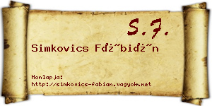 Simkovics Fábián névjegykártya